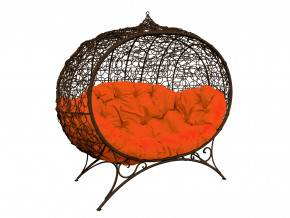 Кокон Улей на ножках с ротангом оранжевая подушка в Лабытнанги - labytnangi.magazinmebel.ru | фото