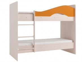 Кровать 2-х ярусная Мая на латофлексах млечный дуб, оранжевая в Лабытнанги - labytnangi.magazinmebel.ru | фото