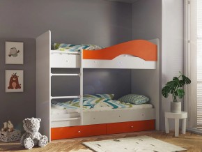Кровать 2-х ярусная Мая с ящиками на латофлексах белый-оранж в Лабытнанги - labytnangi.magazinmebel.ru | фото - изображение 1
