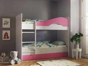 Кровать 2-х ярусная Мая с ящиками на латофлексах белый-розовый в Лабытнанги - labytnangi.magazinmebel.ru | фото