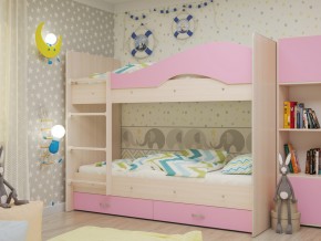 Кровать 2-х ярусная Мая с ящиками на латофлексах розовая в Лабытнанги - labytnangi.magazinmebel.ru | фото