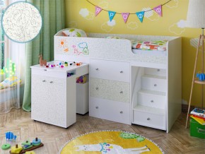 Кровать чердак Малыш 80х180 белый с фасадом для рисования феритейл в Лабытнанги - labytnangi.magazinmebel.ru | фото