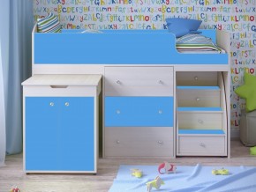 Кровать чердак Малыш 80х180 Дуб молочный, Голубой в Лабытнанги - labytnangi.magazinmebel.ru | фото