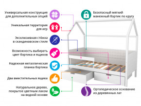 Кровать-домик мягкий Svogen с ящиками и бортиком графит-белый в Лабытнанги - labytnangi.magazinmebel.ru | фото - изображение 2