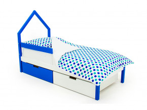 Кровать-домик мини Svogen с ящиками и бортиком сине-белый в Лабытнанги - labytnangi.magazinmebel.ru | фото - изображение 1