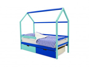 Кровать-домик Svogen с ящиками и бортиком мятно-синий в Лабытнанги - labytnangi.magazinmebel.ru | фото - изображение 1