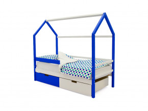 Кровать-домик Svogen с ящиками и бортиком сине-белый в Лабытнанги - labytnangi.magazinmebel.ru | фото - изображение 1