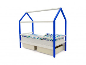 Кровать-домик Svogen с ящиками и бортиком сине-белый в Лабытнанги - labytnangi.magazinmebel.ru | фото - изображение 3