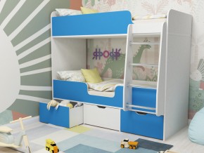 Кровать двухъярусная Малыш двойняшка белый-голубой в Лабытнанги - labytnangi.magazinmebel.ru | фото - изображение 1