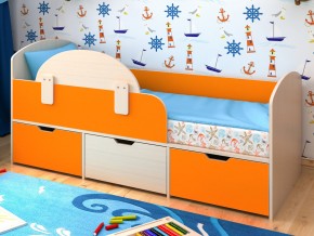 Кровать Малыш Мини Дуб молочный-Оранжевый без бортика в Лабытнанги - labytnangi.magazinmebel.ru | фото - изображение 1