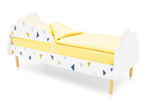 Кровать Stumpa Облако с бортиком рисунок Треугольники желтый, синий в Лабытнанги - labytnangi.magazinmebel.ru | фото - изображение 1