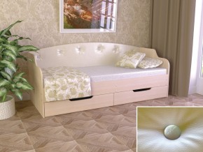 Кровать Юниор Тип 2 дуб молочный-белый перламутр 800х1600 в Лабытнанги - labytnangi.magazinmebel.ru | фото - изображение 1