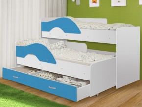 Кровать выкатная Радуга с ящиком 80х160 белая-голубой в Лабытнанги - labytnangi.magazinmebel.ru | фото