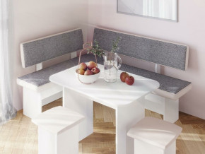 Кухонный уголок Парма Белый, ткань серая в Лабытнанги - labytnangi.magazinmebel.ru | фото - изображение 3