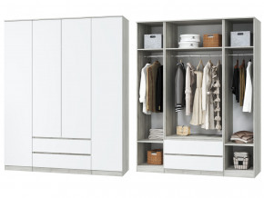 Шкаф для одежды четырехдверный Лори дуб серый, белый в Лабытнанги - labytnangi.magazinmebel.ru | фото