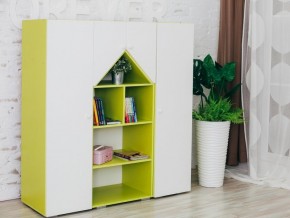 Шкаф-стеллаж Домик с пеналами зеленый-белый в Лабытнанги - labytnangi.magazinmebel.ru | фото - изображение 1