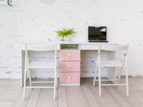 Стол письменный двухместный В 5 розовый в Лабытнанги - labytnangi.magazinmebel.ru | фото